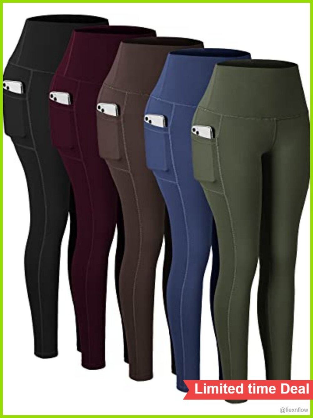 High Waisted Yoga Leggings with Pockets, Tummy Control 4-Way Stretch